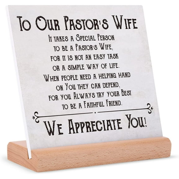 Pastor'S Wife Appreciation Gifts - Plaque With Wood Stand Decorations, Christmas Birthday Gift For PreacherS Wife, Minister'S Wife, Unique Pastor'S Wife Present
