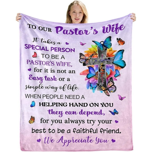 Pastor Wife Appreciation Gifts, Pastor''s Wife Gifts Blanket 60 L X50 W, Thank You Gifts Pastor''s Wife, Religious Gift for Minister''s Wife, Unique for Wemon