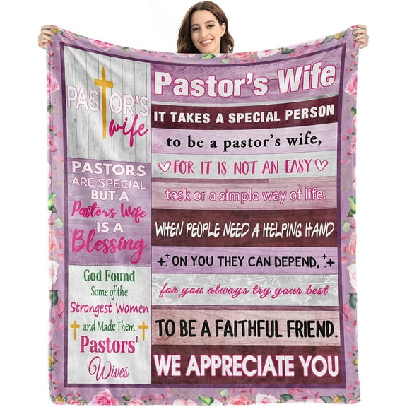 Pastor's Wife Appreciation Gifts Blanket,Appreciation Day Birthday Christmas Thank You Gifts for Pastor's Wife,Pastor's Wife Christian Religious Gifts,Pastor's Wife First Lady Throw Blanket 60"x50"