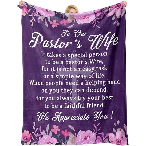 Pastor''s Wife Appreciation Gifts, Thank You Gift Throw Blanket, Religious,Christian,Birthday,Christmas,Appreciation Day Presents for Pastor Wife, for Bed Soft 60"x 50"