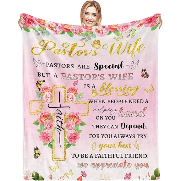 Pastor's Wife Appreciation Gifts Thank You Presents for Christmas Appreciation Day Birthday Religious Gift for Minister's Wife Gifts for First Lady Throw Blanket for Bed Sofa 60"x 50"