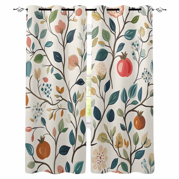Pastoral Botanical Blackout Curtains for Bedroom Living Room Darkening Curtains 63 Inches Long Farmhouse Spring Summer Floral Window Curtain 2 Panels Set Window Treatment Grommet Drapes 42"x63"