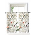thumbnail image 1 of Pastoral Botanical Curtains 45 Inch Length, Sheer Curtains for Bedroom Living Room Window Summer Birds Spring Floral Rod Pocket Voile Drapes Kitchen Curtains Small Half Window 42"x45" 2 Panels, 1 of 6