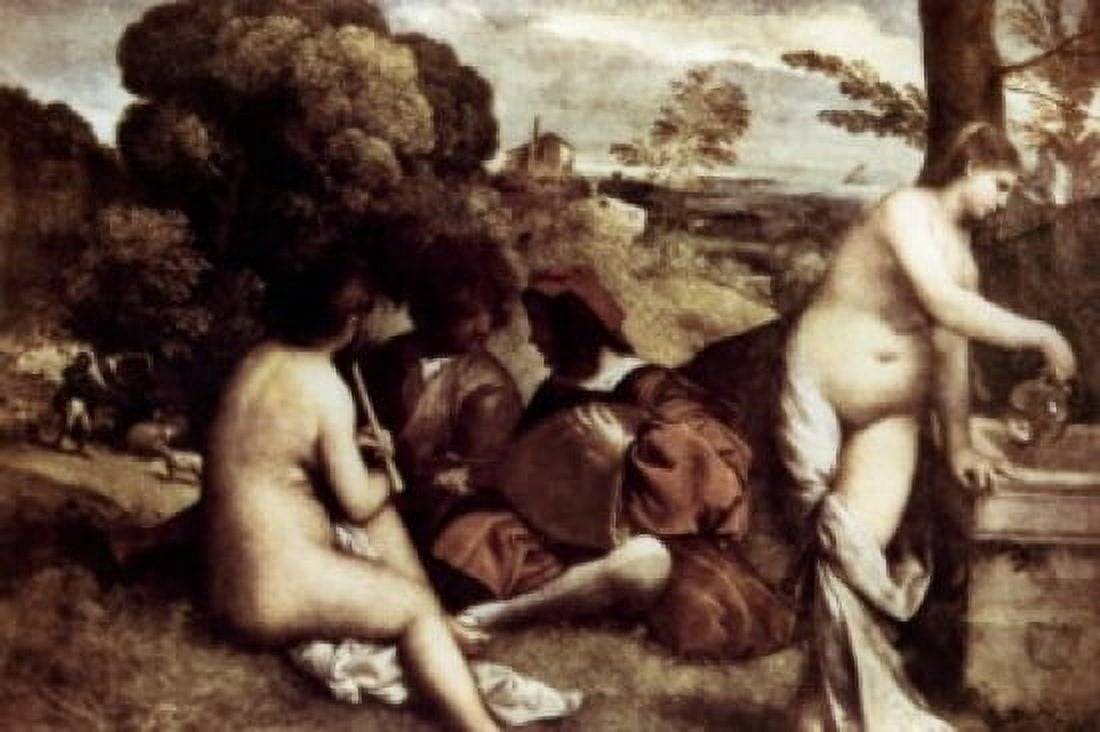 Pastoral Concert attributed to Giorgione oil on canvas early XVI 1477-1510 France Paris Musee du Louvre Canvas Art - (24 x 36)