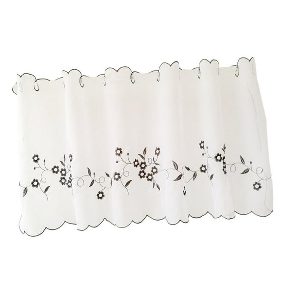 Pastoral Embroidered Kitchen Half Tier Curtains Window Short Drapes Sunblind - Gray 30x90cm, as described