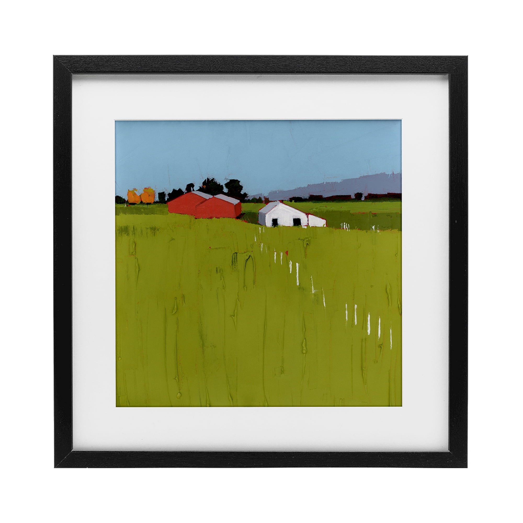 Pastoral Fence Line Black Framed Print Under Glass, design by Ruth LaGue