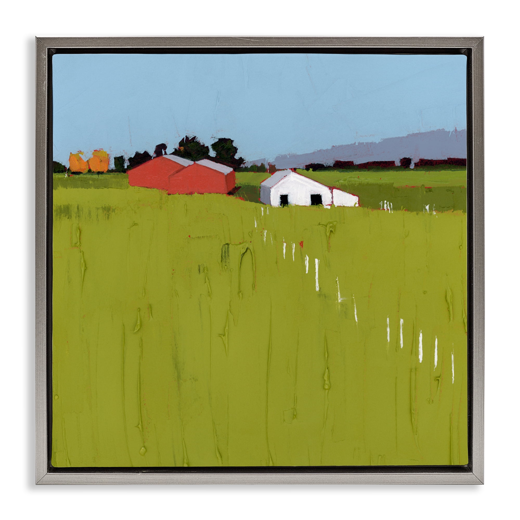Pastoral Fence Line Gray Framed Floater Canvas Wall Art, design by Ruth LaGue