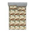 thumbnail image 1 of Pastoral Fitted Sheet & Pillow Sham Set, Rustic Pieces Concept Whimsical Modern Style Wooden Like Artwork Print, Decorative Printed 3 Piece Bedding Decor, Queen, Laurel Green Eggshell, by Ambesonne, 1 of 2