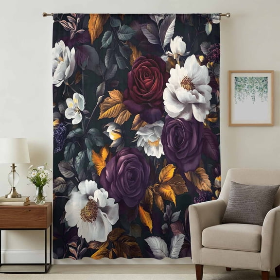 Pastoral Floral Sheer Curtains 84 Inches Long, Botanical Spring Meadow Blooms Light Filering Curtains, Breathable Simi Curtain Privacy Drapes for Living Room Bedroom Lightweight Window Treatment