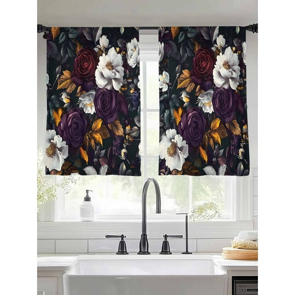 Pastoral Floral Sheer Curtains for Living Room Bedroom Botanical Spring Meadow Blooms Sheer Curtains 54 Inch Long 2 Panels Set Light Filtering Curtain Window Treatments Drapes for Dining Room