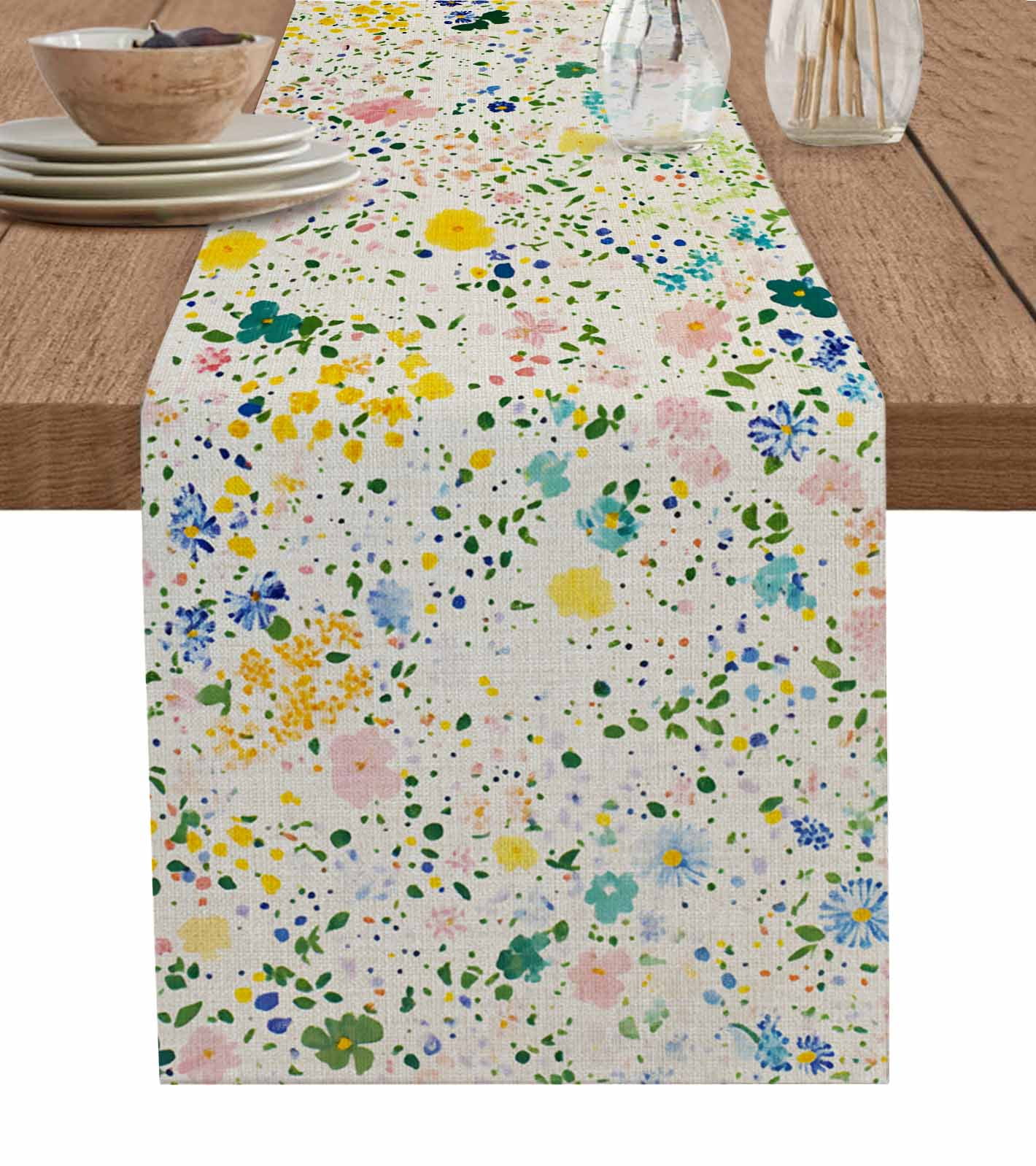 Pastoral Florals Table Runner 48 Inches, Spring Flowers Garden ...
