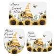 thumbnail image 1 of Pastoral Flower Bathroom Rugs Set Home Sweet Sunflower Leaf Dwarf Bee Non Slip Absorbent Soft Bath Mats 3 Piece Set with Bathroom Rug, U-Shaped Floor Mat, Toilet Seat Cover Small Size, 1 of 9