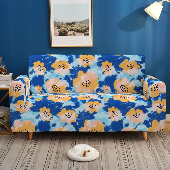 Pastoral Flower Sofa Cover Elastic All Inclusive Comfortable Dustproof and Wrinkle Resistant Universal for Multiple People Sofa