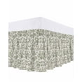thumbnail image 1 of Pastoral Flowers Bed Skirt California King Size 18" Drop Green Flower Vintage Linen Texture Ruffled Wrap Around Bed Skirts Adjustable Elastic Bedskirt Dust Ruffle for California King Size Bed, 1 of 7