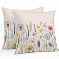 thumbnail image 1 of Pastoral Flowers Outdoor Pillow Covers Pack of 2 Wildflowers Retro Plants Linen Texture Waterproof Throw Pillow Covers Decorative Cushion Cases for Patio Garden Tent Balcony Couch 18x18 inch, 1 of 8