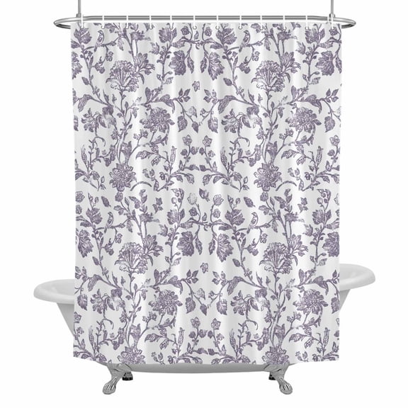 Pastoral Flowers Shower Curtain for Bathroom, Vintage Lavender Flower Farmhouse Plant Waterproof Cloth Fabric Bathroom Accessories Set with 12 Rust Proof Plastic Hooks, 60"x72"