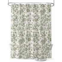 Pastoral Flowers Shower Curtain, Green Flower Vintage Linen Texture Waterproof Shower Curtain Set with 12 Hooks Lightweight Washable Fabric Shower Curtains for Bathroom 36x72 Inches