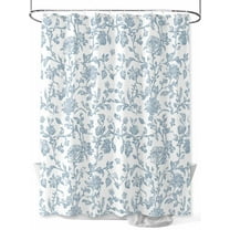 Pastoral Flowers Shower Curtain, Vintage Light Blue Flower Farmhouse Plant Waterproof Shower Curtain Set with 12 Hooks Lightweight Washable Fabric Shower Curtains for Bathroom 48x72 Inches