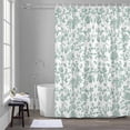thumbnail image 1 of Pastoral Flowers Shower Curtain for Bathroom Decor, Dark Green Flower Farmhouse Plant Waterproof Fabric Shower Curtain, 48"x72" Set with 12 Hooks, 1 of 9