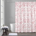 thumbnail image 1 of Pastoral Flowers Shower Curtain for Bathroom Decor, Vintage Red Flower Farmhouse Plant Waterproof Fabric Shower Curtain, 48"x72" Set with 12 Hooks, 1 of 9