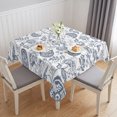 thumbnail image 1 of Pastoral Flowers Table Cloth Waterproof Tablecloths, Vintage Haze Blue Farmhouse Plant Tablecloth Dining Table Cover for Kitchen Party Tabletop Outdoor, Square Tablecloth 60x60 Inch, 1 of 9