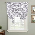 thumbnail image 1 of Pastoral Flowers Tie Up Curtain 63 Inches Long, Vintage Purple Flower Farmhouse Plant Balloon Style Kitchen Window Curtain Over Sink, Small Window Rod Pocket Curtain 46"x63", 1 of 9