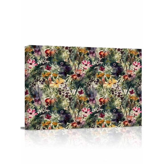 Pastoral Flowers Wall Art for Living Room,Canvas Picture Wall Decor for Bathroom Bedroom,Spring Floral Watercolor Summer Botanical Painting Artwork for Office Hallway Dining Room Decor 12"x16"