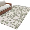 thumbnail image 1 of Pastoral Flowers Washable Area Rug 3 x 5 ft Green Flower Vintage Linen Texture , Soft Non Slip Rugs Stain Repellent Indoor Felt Carpet for Living Dining Room Bedroom Home Office, 1 of 9