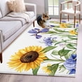 thumbnail image 1 of Pastoral Flowers Washable Area Rug 3x5 111 Spring Sunflower Plants Leaves Low-Profile Large Area Rugs with Non Slip Backing Indoor Floor Carpet for Entrance Living Room Bedroom Home Office, 1 of 1