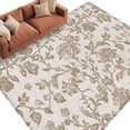 thumbnail image 1 of Pastoral Flowers Washable Area Rug 5 x 7 ft Khaki Flower Farm Vintage Linen Texture , Soft Non Slip Rugs Stain Repellent Indoor Felt Carpet for Living Dining Room Bedroom Home Office, 1 of 9