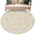 thumbnail image 1 of Pastoral Flowers Washable Round Area Rug 5 ft, Yellow Flower Farm Vintage Linen Texture , Soft Non Slip Rugs Stain Repellent Indoor Felt Carpet for Living Dining Room Bedroom Home Office, 1 of 9