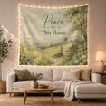 thumbnail image 1 of Pastoral Gate with Wildflowers in Hazy Light, Calming Watercolor for Nature Lovers, Rustic Wall Art, Housewarming Gift, Tapestry Wall Hanging for Living Room and Bedroom, 1 of 7