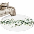 thumbnail image 1 of Pastoral Green Round Area&nbsp;Rug 3ft Eucalyptus Leaves Watercolor Plant Rustic Non-Slip&nbsp;Washable Circle Rugs Soft Felt Indoor Floor Mat for Bedroom Kitchen Living Room Bathroom, 1 of 9