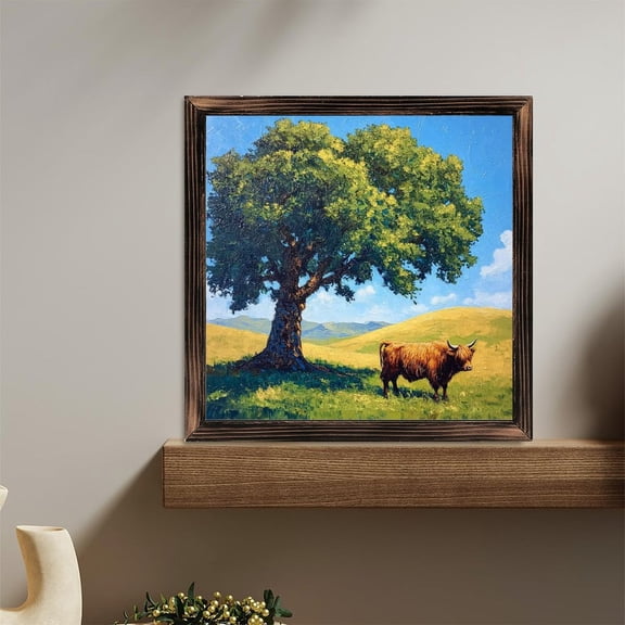 Pastoral Highland Cow Tree Wooden Sign Wall Plaque - Vintage Art Decoration, Wall Decoration - Ideal Gift For Home Decoration, Living Room, Bathroom, Bedroom, Garden, Dining, Bar, Cafe, Festival Pa