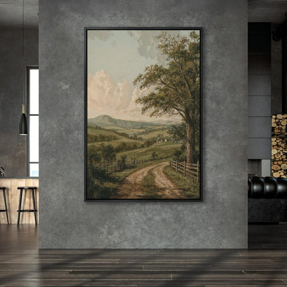 Pastoral Landscape Poster, Rustic Countryside Scenery, Rural Charm, Wall Decor, Ready To Hang, Nature Lover Gift, Unframed Canvas Size 12x18