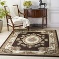 thumbnail image 1 of Pastoral Medallion Brown French 5x7 (5'3" x 7'3") Area Rug European Floral Formal Traditional Area Rug Stain Resistant Shed Free Modern Classic Contemporary Thick Soft Plush Living Dining Room Rug, 1 of 9