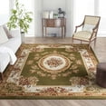 thumbnail image 1 of Pastoral Medallion Green French Area Rug European Formal Traditional Area Rug 5' x 7' Easy Clean Stain Fade Resistant Shed Free Modern Classic Contemporary Thick Soft Plush Living Dining Room Rug, 1 of 6