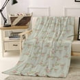 thumbnail image 1 of Pastoral Pink Flower Throw Flannel Blanket 50x60In Fall Leaf Green Background Country Floral Super Soft Cozy Bed Blanket, Lightweight Plush Fuzzy Bed Throw for Bedroom Sofa Couch Living Room, 1 of 4