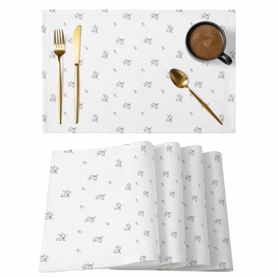 Pastoral Placemats Set of 6, Watercolor Flowers Non-Slip Place Mats Washable Table Mats for Kitchen Dining Table Decorations Indoor/Outdoor