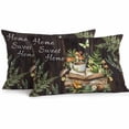 thumbnail image 1 of Pastoral Plant Outdoor Pillow Covers Pack of 2 Home Sweet Frog Butterfly Coffee Book Waterproof Throw Pillow Covers Decorative Cushion Cases for Patio Garden Tent Balcony Couch 20x12 inch, 1 of 8