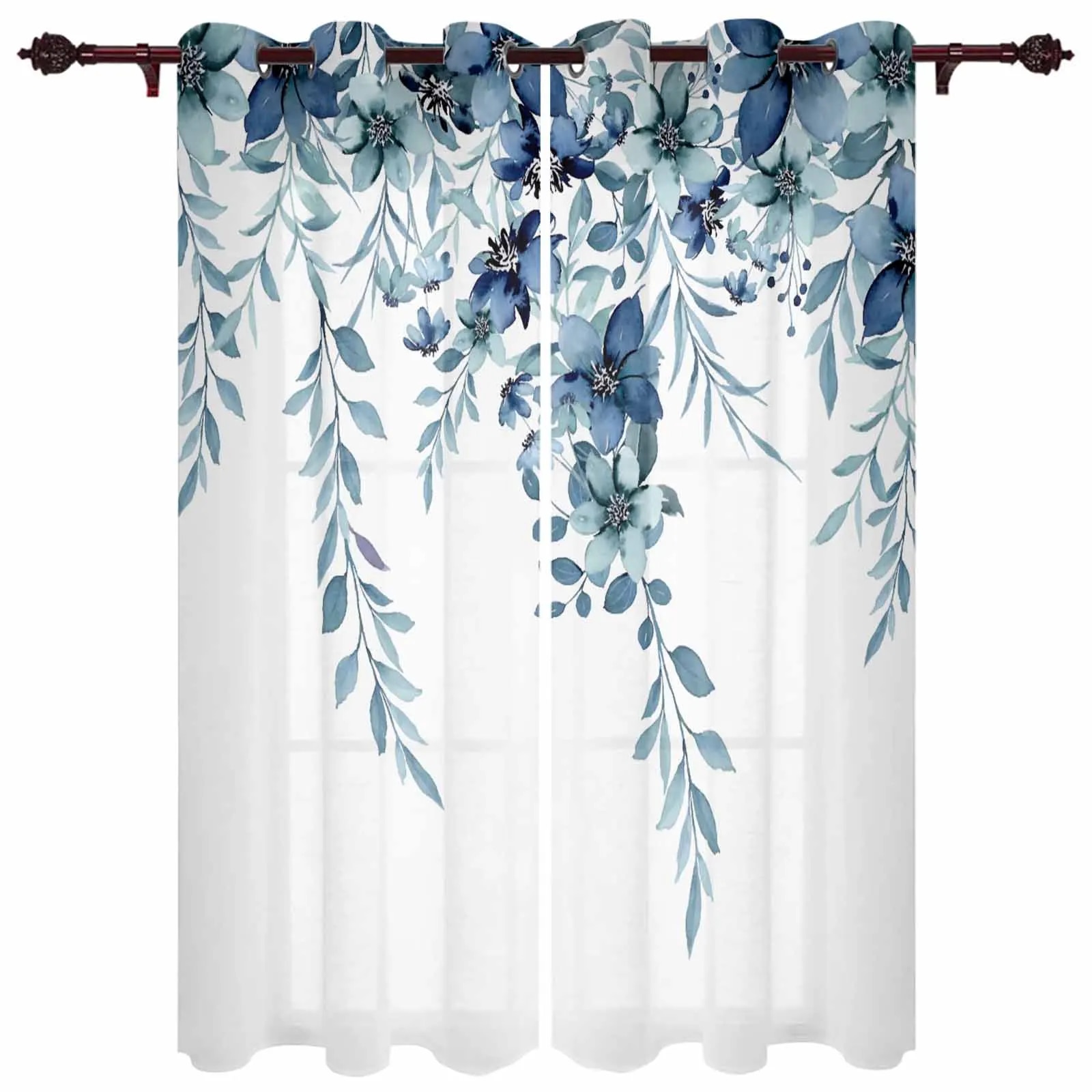 Pastoral Plants Flowers Window Curtains for Living Room Bedroom Curtain ...