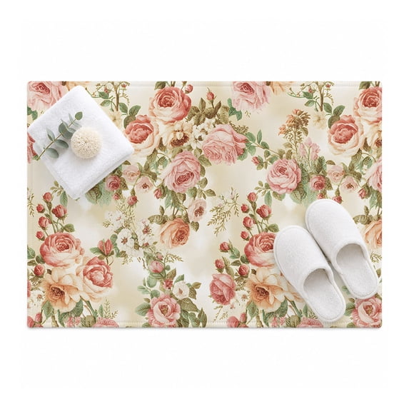 Pastoral Retro Rose Area Rug 2'x3', Vintage Red Flowers Gradient ...