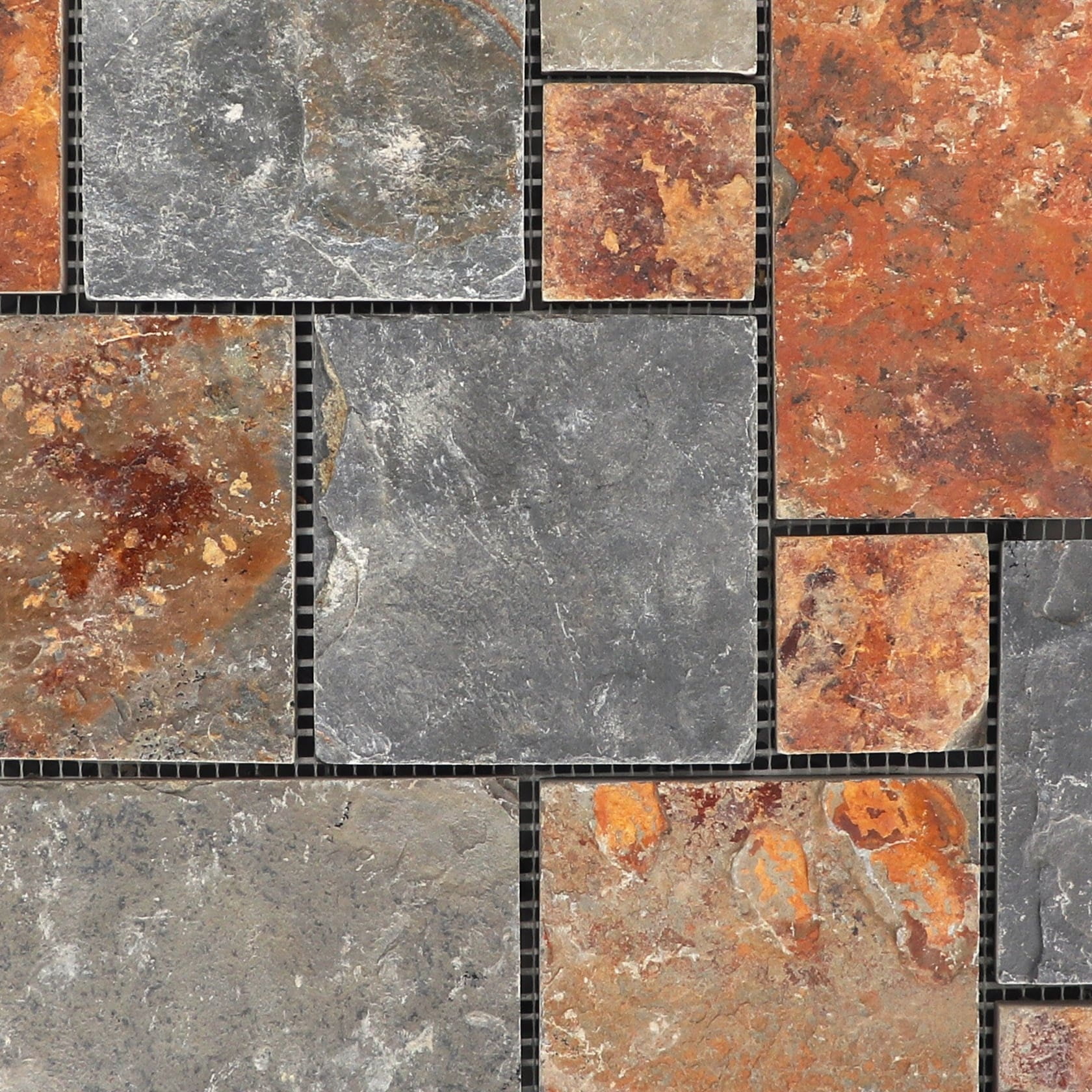Pastoral Slate Stone Interlocking Outdoor Deck Tiles, 12" x 12"