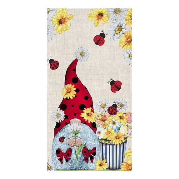 Pastoral Spring Bee Daisy Gnome Microfiber Kitchen Towel Dish Cleaning Towels Absorbent Rag Household Cleaning Tool Tea Cloth