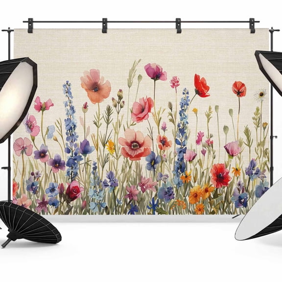 Pastoral Spring Floral Backdrop for Photoshoot,Photography Photo Studio Background Wall Backdrop,Rustic Summer Flower Botanical Back Drop Banner Panel for Portraits Wedding Live Streaming 10x8Ft