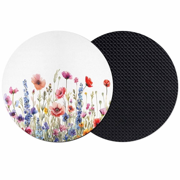 Pastoral Spring Floral Coasters Set of 2, Soft Absorbent Coasters for Drinks, Elegant Summer Flower Botanical Non-Slip Cup Coaster Mat with Rubber Bottom for Home Kitchen Coffee Bar Table Decor 4"