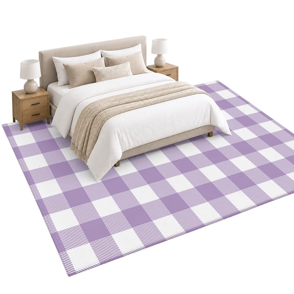 Pastoral Style Area Rug 6'x9', Deep Purpeel Lattice Soft Mat Non-Slip ...