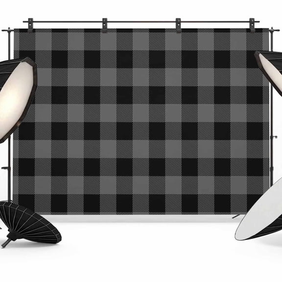 Pastoral Style Backdrop for Photography, Black Grey Lattice Photo Backdrop Portrait Background Party Banner Photo Backgrounds for Studio Booth Props, 7x5ft