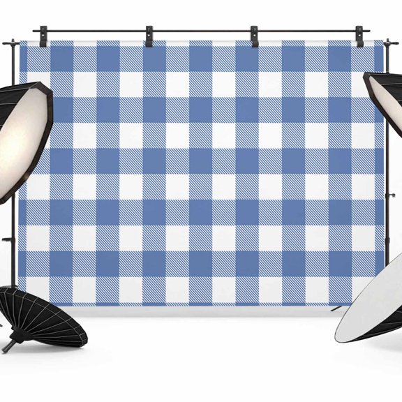 Pastoral Style Backdrop for Photography, Blue Lattice Photo Backdrop Portrait Background Party Banner Photo Backgrounds for Studio Booth Props, 10x8ft
