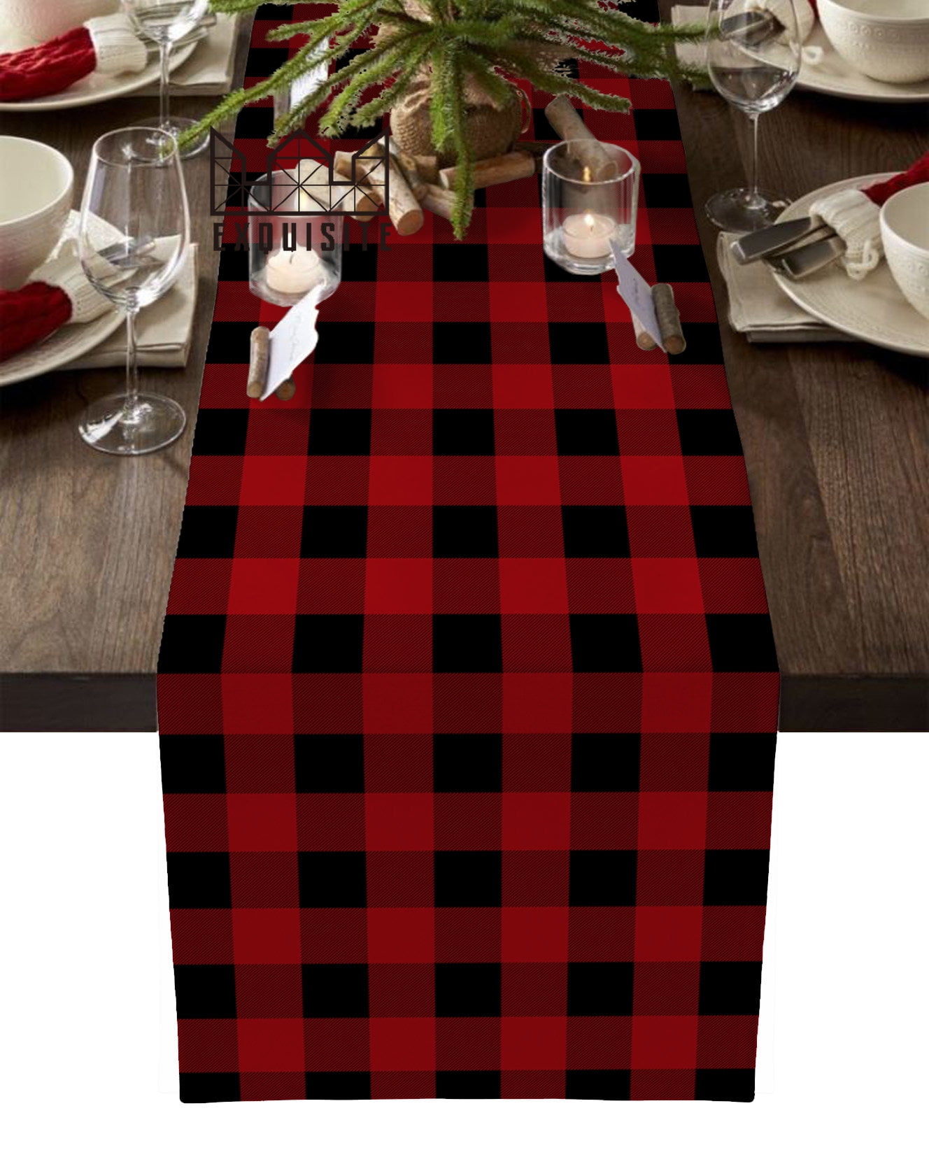 Pastoral Style Black And Red Plaid Dinning Table ration Coffee Table r ...